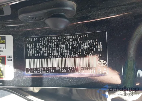 2018 Toyota Corolla Se z USA, uszkodzony, nr VIN 5YFBURHE4JP802320